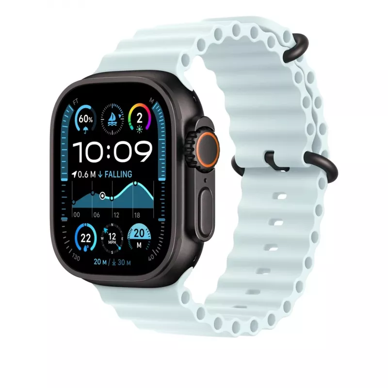 Apple 49mm Ice Blue Ocean remienok – čierny titánový povrch