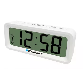 Budík BLAUPUNKT CL04WH multifunkčné hodiny, biele — teplomer, kalendár, funkcia odloženého budenia, 88×37×21 mm