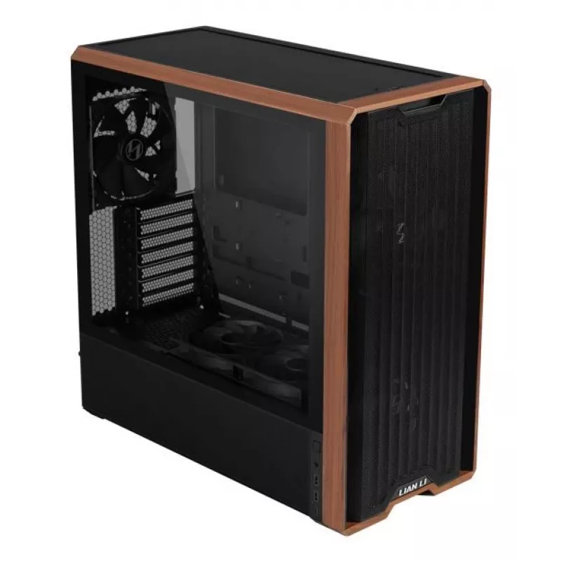PC skriňa Lian Li Lancool LAN217X Midi Tower čierna, drevo