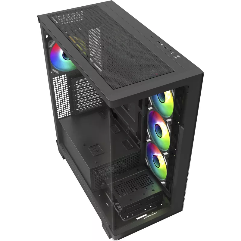 ELITE SHARK CA500, skriňa tower čierna, 2x tvrdené sklo