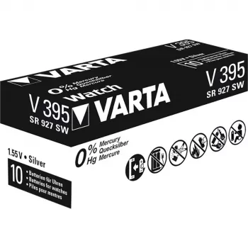 Varta V 395 - silver oxide (S) - 1,55V - 44 mAh - 9,5 mm (0.374) - 9,5 mm (0.374) - 2,7 mm (0.106) (00395 101 111)
