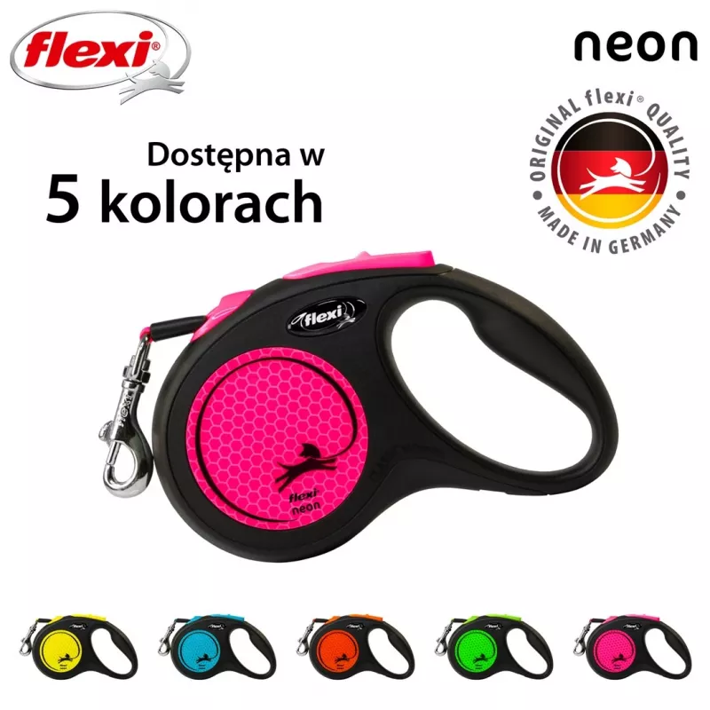 Flexi New Neon S 5 m psie automatické vodítko