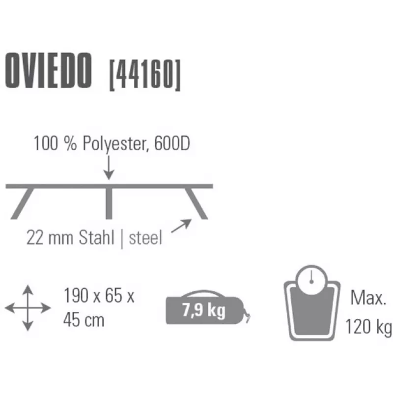 Poľná posteľ Oviedo 44160 (sivá)