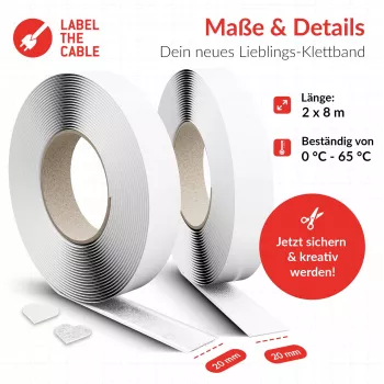 Káblová páska Label the Cable Easy Tape Strap LTC 1520-8-20, dĺžka 8 m, šírka 20 mm, biela