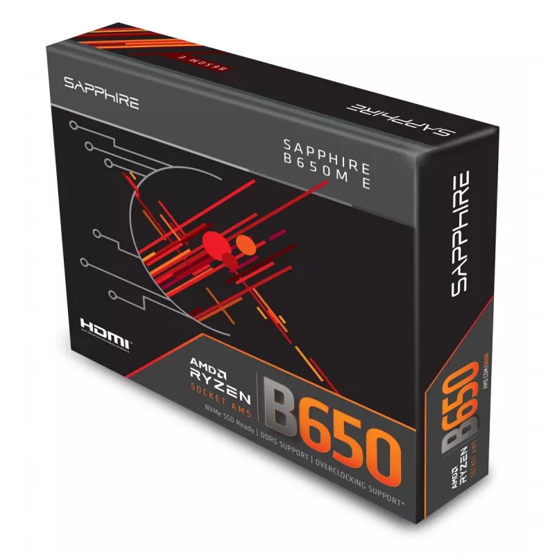 Základná doska Sapphire B650M-E (AMD B650) micro ATX, socket AM5, DDR5, 2x DIMM, 96GB, 2x M.2 (PCIe5/4), 4x SATA III, 2,5Gb LAN