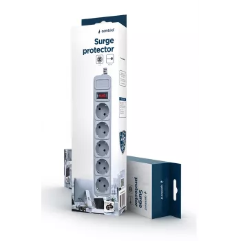 Gembird SPG3-B-15C prepäťová ochrana, 5 zásuviek Schuko, 4,5 m, sivá