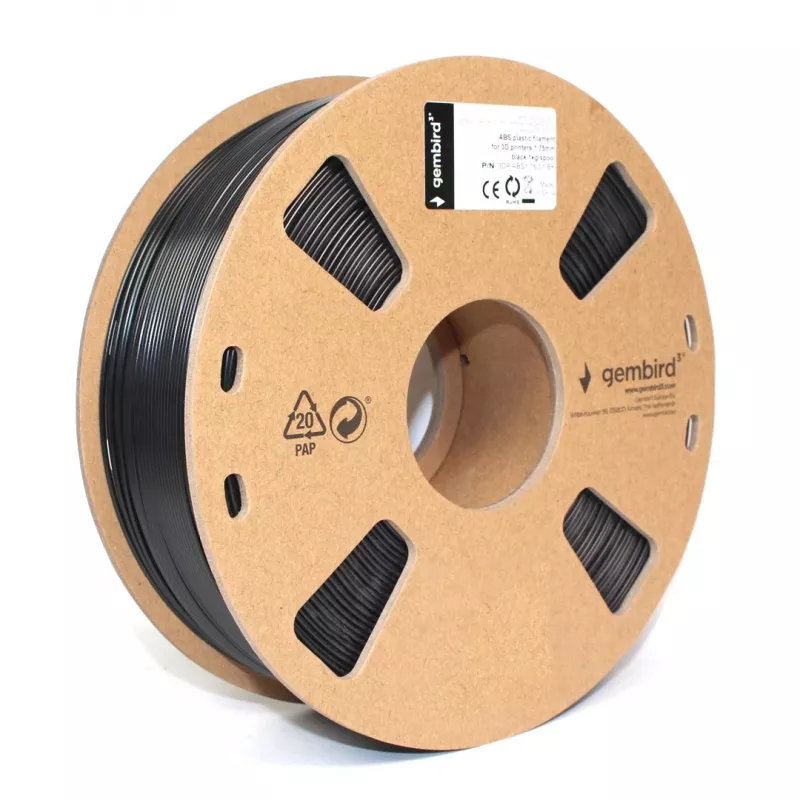Gembird ABS filament 1,75 mm, 1 kg, čierny