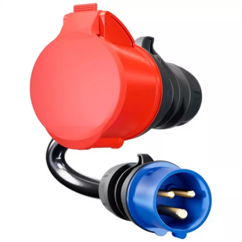 go-e adaptér Gemini flex 22 kW na CEE modrý 16 A – čierny – rovný – rovný – IP55 – 22 kW – 16 A