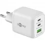 USB-C rýchlonabíjačka Nano, PD, GaN, 65 Watt (biela, 1x USB-A, 2x USB-C PD, Charge 3.0)