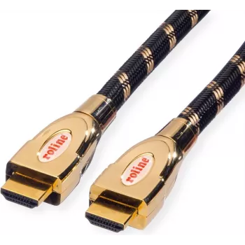 Roline Gold - HDMI kábel s Ethernetom - HDMI (M) na HDMI (M) - 2 m - dvojitá izolácia - čierno-zlatý - podpora 4K