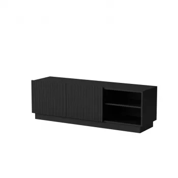 TV skrinka cama meble LIVERTI 150x42x48 cm, čierna doska z drevotriesky, čierny rám
