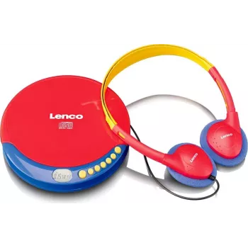 Prenosný CD prehrávač Lenco CD-021 Multicolor — prenosný CD prehrávač na prehrávanie audia, batériové alebo sieťové napájanie