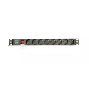 Power Distribution Unit GEMBIRD EG-PDU-014-C14, 8 AC výstupov, C14 vstup, 3 m kábel, 1U, 3680 W, 10 A, hliník, čierna