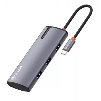 USB-C hub Tellur TLL321061 s PD 3.0 100W, HDMI výstupom a 3× USB 3.0 portami