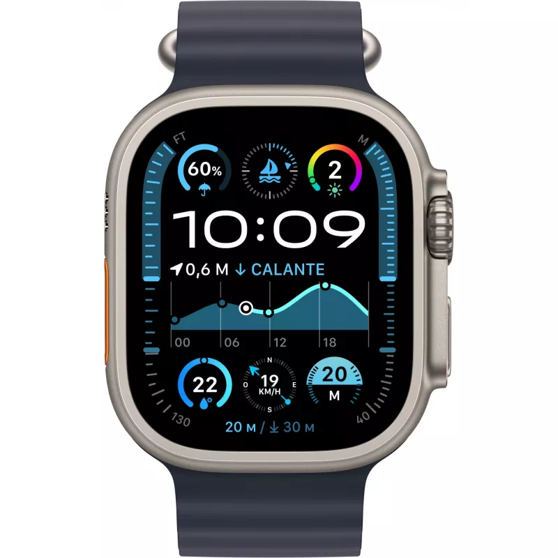APPLE Watch Ultra 2 GPS + Cellular 49mm puzdro Natural Titanium s Navy Ocean Band