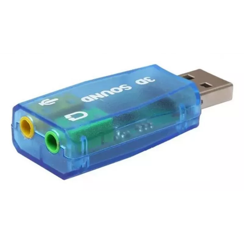 USB externá zvuková karta Gembird Virtus2 — USB rozhranie, 3,5 mm slúchadlá, modrá priehľadná