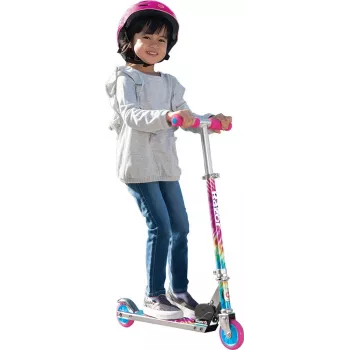 Detská kolobežka Razor A Tie-Dye — skladacia 2-koliesková hliníková kolobežka, nastaviteľná riadidlá, ABEC-5, max. zaťaženie 65 kg