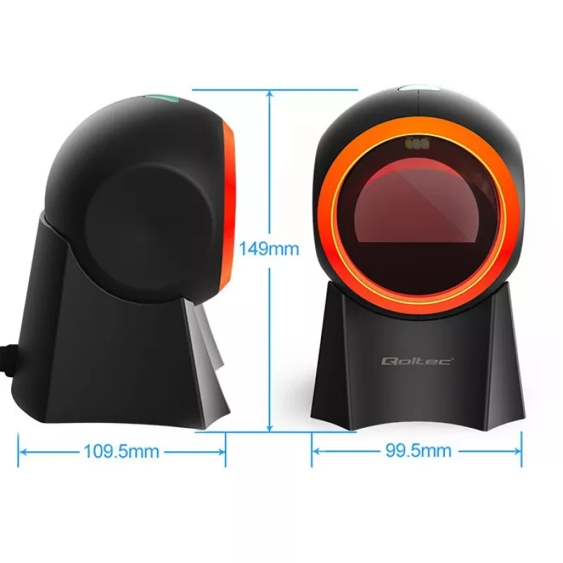 Qoltec 50857 káblová stolová čítačka čiarových kódov, 1D/2D, QR, USB, kábel 1,75 m