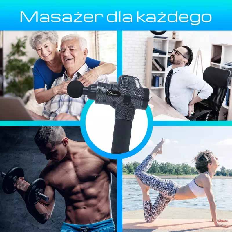 Masážna pištoľ Extralink MSG-01-PRO 3800 ot/min 6 nástavcov