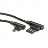 ROLINE USB 2.0 kábel, zahnutý, Type-A obojstranný - Micro B, ST/ST, čierny, 0,8 m (11.02.8720)