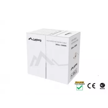 LANBERG sieťový kábel Cat5e U/UTP LCU5-12CU-0305-BK, 24 AWG meď, 305 m, čierny