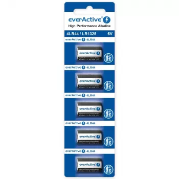 Alkalické gombíkové batérie everActive LR44 1,5 V – balenie 5 ks