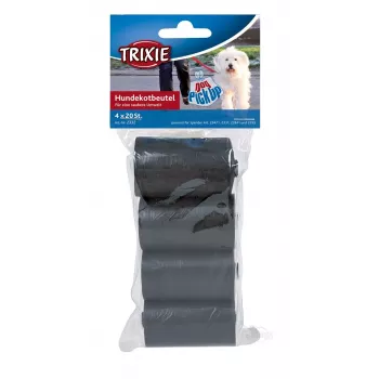Trixie vrecká na exkrementy Poop Bags 2332, plast, čierna, 4 rolky × 20 ks (80 vreciek)