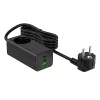 Akyga AK-CH-21 GaN USB nabíjačka 65 W, 2 x USB-C + USB-A, so zásuvkou, 1,5 m, čierna