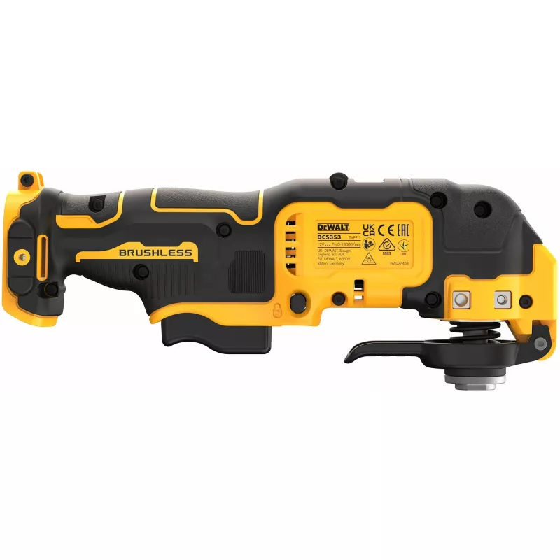 Oscilačný multifunkčný nástroj DeWalt DCS353NT-XJ, brushless, bezdrôtový, 12 W, 840 g, čierna/žltá