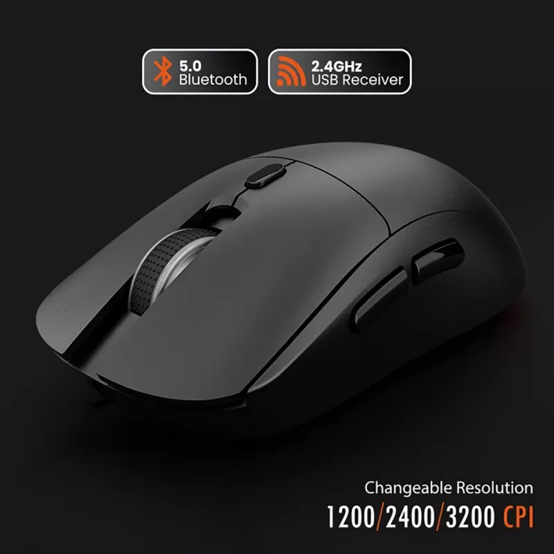 Bezdrôtová myš MEDIA-TECH MT1124 BT/RF Silent & Recharge — obojručná, 3200 DPI, Bluetooth + 2,4 GHz USB, 6 tlačidiel, nabíjateľná