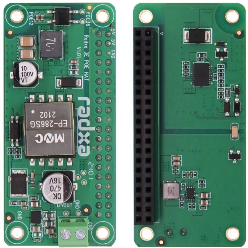 PoE HAT ALLNET RA023 pre RADXA Zero 3E – modul Power over Ethernet kompatibilný s 802.3af