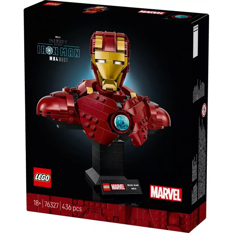 LEGO stavebnica Marvel Super Heroes Iron Man MK4 3D model, 436 dielov, obsahuje 1 minifigúrku, pre 18+
