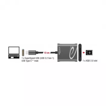 Čítačka kariet DeLOCK 91741 USB 3.2 Gen 1 Type-C čierna sivá