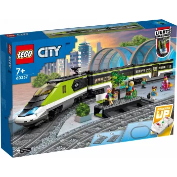 LEGO 60337 City Express osobný vlak set diaľkovo ovládaná hračka darček pre deti chlapcov a dievčatá s funkčnými svetlometmi 2 vagóny a 24 dielov koľajníc