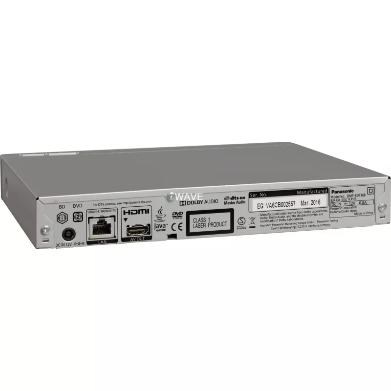 Panasonic Blu-ray prehrávač DMP-BDT168EG DVD-Video, MP3, WMA, JPEG, WAV, XviD, AAC, AVCHD, MKV, CD-DA, FLAC, MPO, BD-MV, ALAC USB port