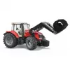 Hračkársky traktor BRUDER Massey Ferguson 7624 s čelným nakladačom, červený, pre deti od 3 rokov