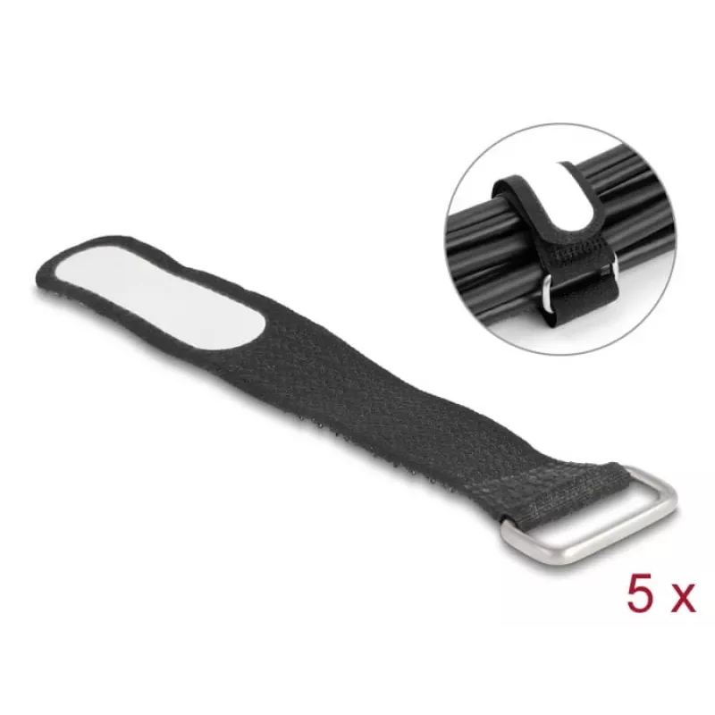 Držiak viazača káblov DeLOCK 19603 suchý zips čierny 127x20 mm 5 ks