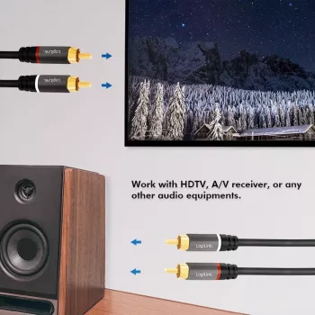 LogiLink CA1207 audio kábel 5 m 2 x RCA čierny (CA1207)
