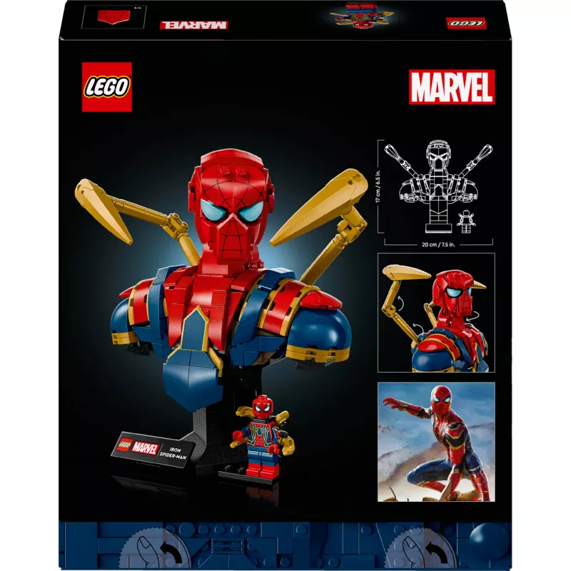 LEGO Marvel zberateľská busta Iron Spider-Man 76326, 379 dielov, 18+ výstavný model, 170×200×110 mm