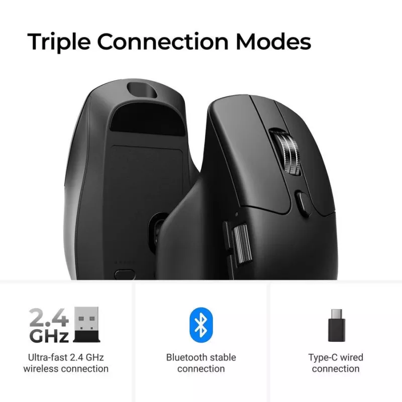 Myš Keychron M6 pravácka univerzálna — optická, RF bezdrôtová + Bluetooth + USB-C, 30000 DPI, čierna