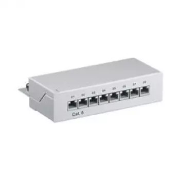 Wentronic Goobay CAT 6 Mini/Desktop patch panel, 8 portov, sivý - STP tienený, sivý (93047)