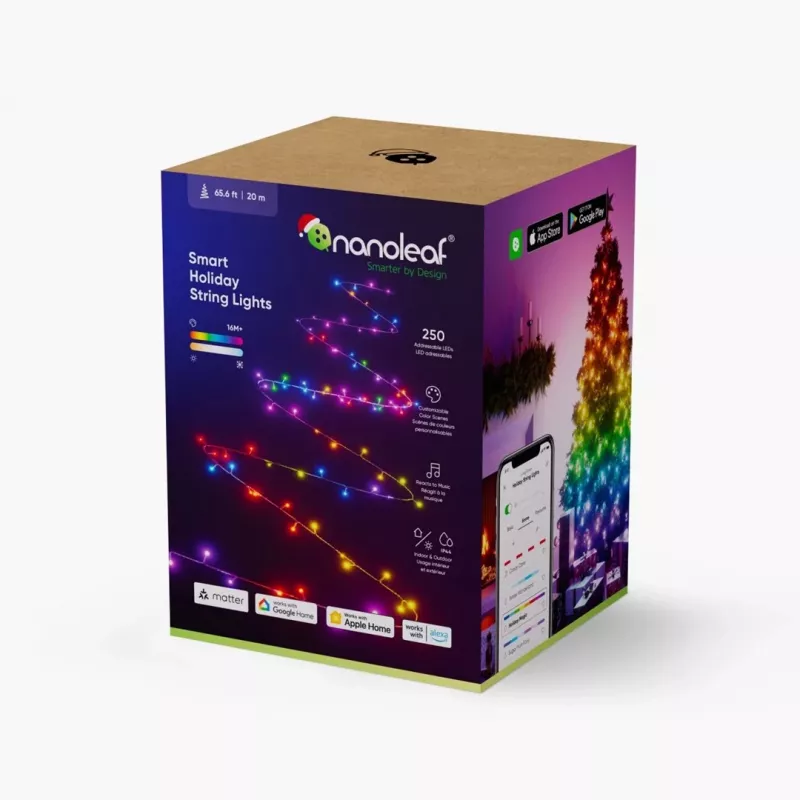 Smart sviatočná svetelná reťaz NANOLEAF 1D STARTER KIT 250 LED 20 m IP44 (NF084K02-20XLS)