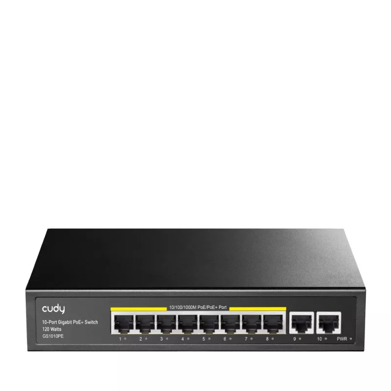 Cudy GS1010PE sieťový switch Gigabit Ethernet 10 portov PoE čierny