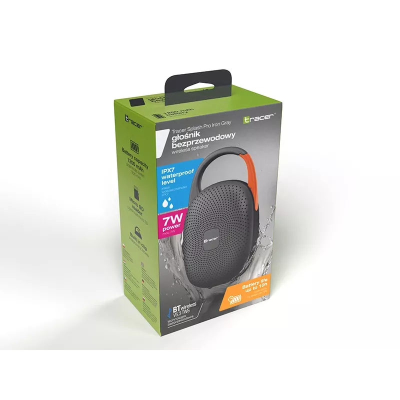 Prenosný Bluetooth TWS reproduktor No name Splash PRO — železnosivá