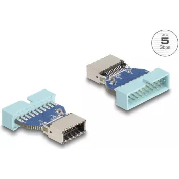 DeLOCK USB adaptér kolíkový rad (samec) na internú USB Type-E samicu, 5 Gbit/s, modrý