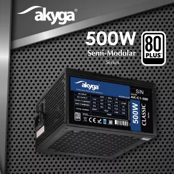 Akyga Classic AK-C1-500 ATX napájací zdroj 500 W, 80 PLUS, aktívne PFC, 120-mm ventilátor