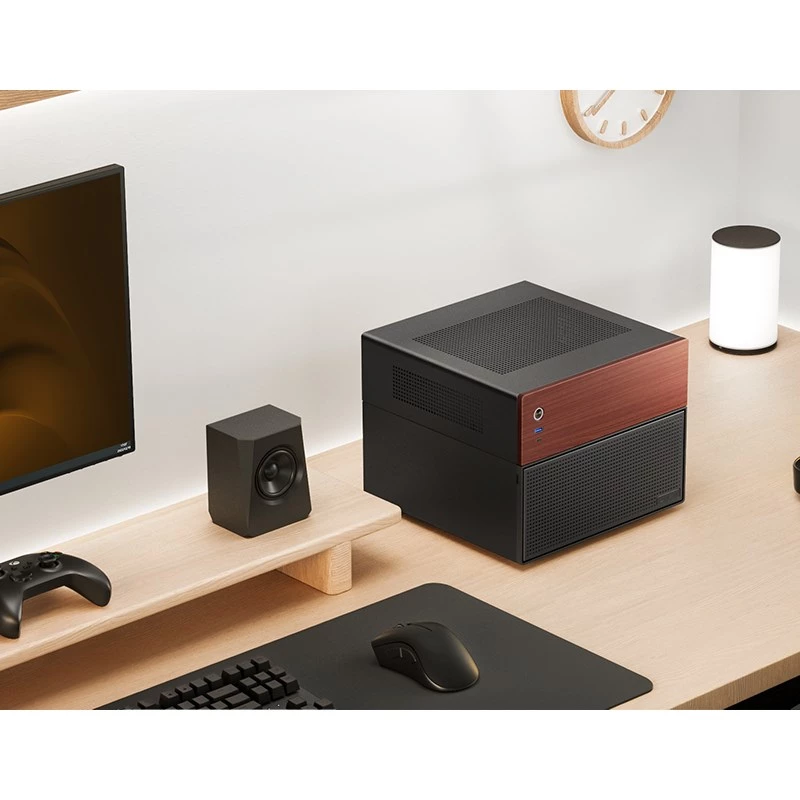 Jonsbo N4 Microtower skriňa čierna robustná oceľ kompaktná PC skriňa