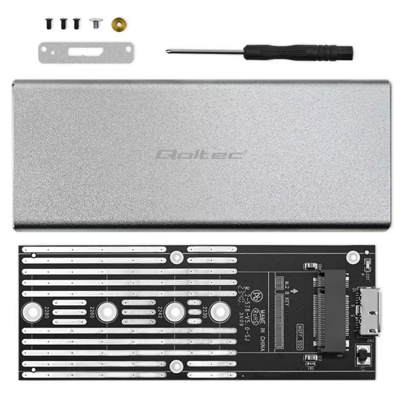 Hliníkové puzdro QOLTEC 51833 pre M.2 SSD, SATA na USB 3.0, podporuje až do 2 TB