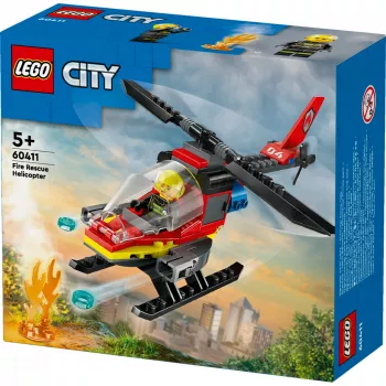LEGO City hasičská helikoptéra 60411 stavebná hračka, 85 dielov, otočné listy rotora, 1 minifigúrka, vek 5+ (220×90×60 mm)