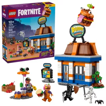 LEGO stavebnica LEGO FORTNITE 77076 Durrr Burger reštaurácia herná sada — 546 dielov, 4 minifigúrky, 270×180×90 mm